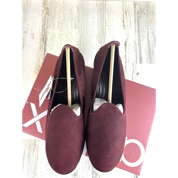 Aetrex Women’s 8.5 Burgundy Leather Liz Arch Support Slip-On Loafers Flats New - Picture 3 of 8
